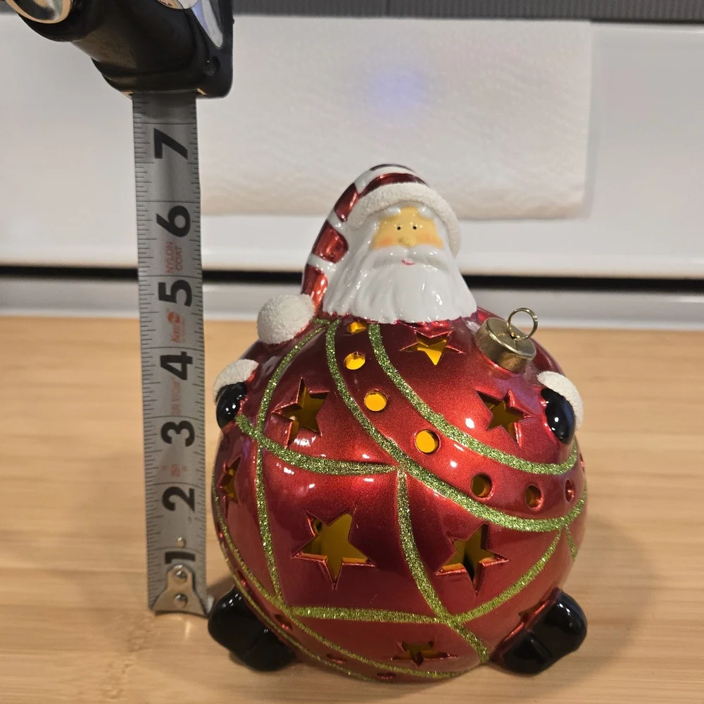 QVC Light Up Santa Clause Orniment Figirine w/ Color‎ Changing Bulb